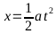 x = 1/2 a t2